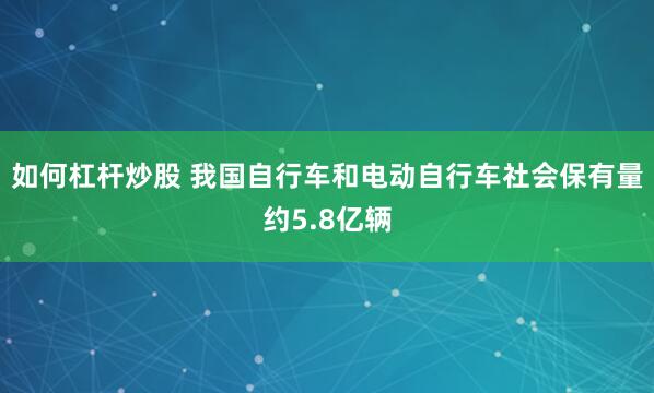 如何杠杆炒股 我国自行车和电动自行车社会保有量约5.8亿辆
